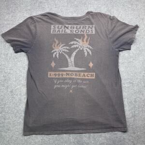 Y2K Surfwear Hurley T Shirt Mens Large Sun Burn Bail Bonds Faded Gray
